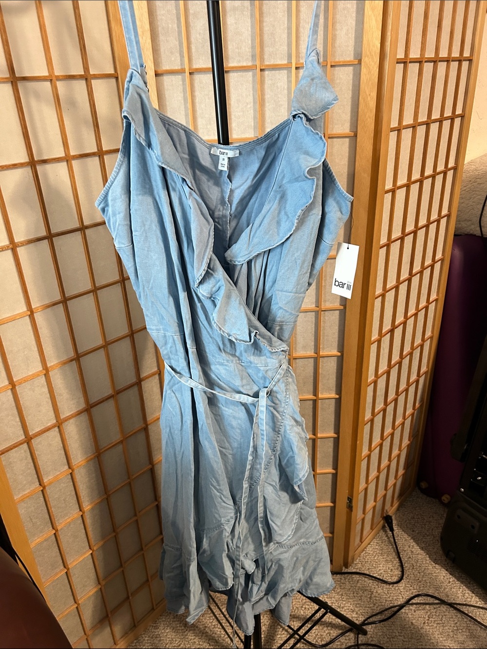 Bar 3 Cambray Blue Ruffled Wrap Sundress